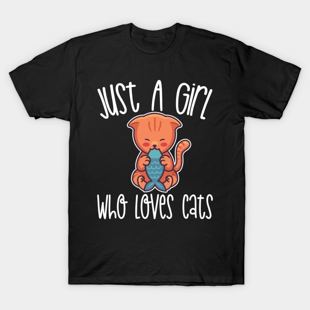 Just A Girl Who Loves Cats Gift print T-Shirt by theodoros20